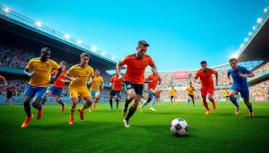 Players in action wearing affordable cheap football kits during an exciting match.