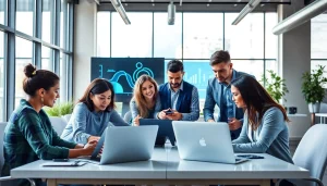 Dynamic collaboration among IT Companies team in a modern office environment.