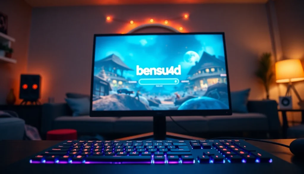 Mengakses bensu4d login game di layar komputer dengan suasana nyaman di ruang tamu.
