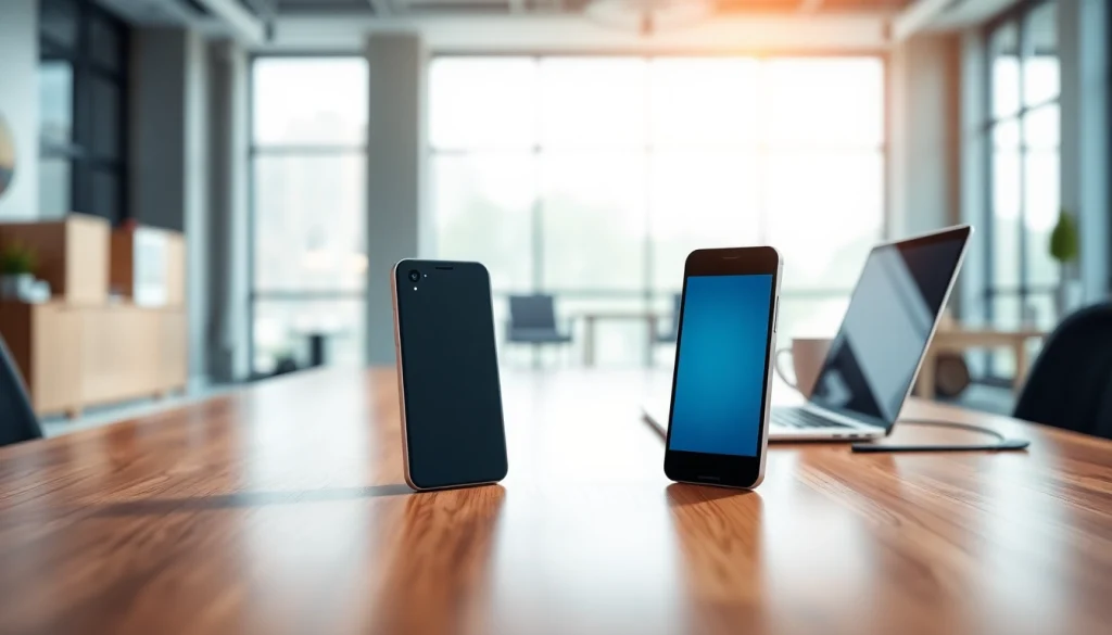 C168 mobile device showcased prominently on a desk in a modern office environment.