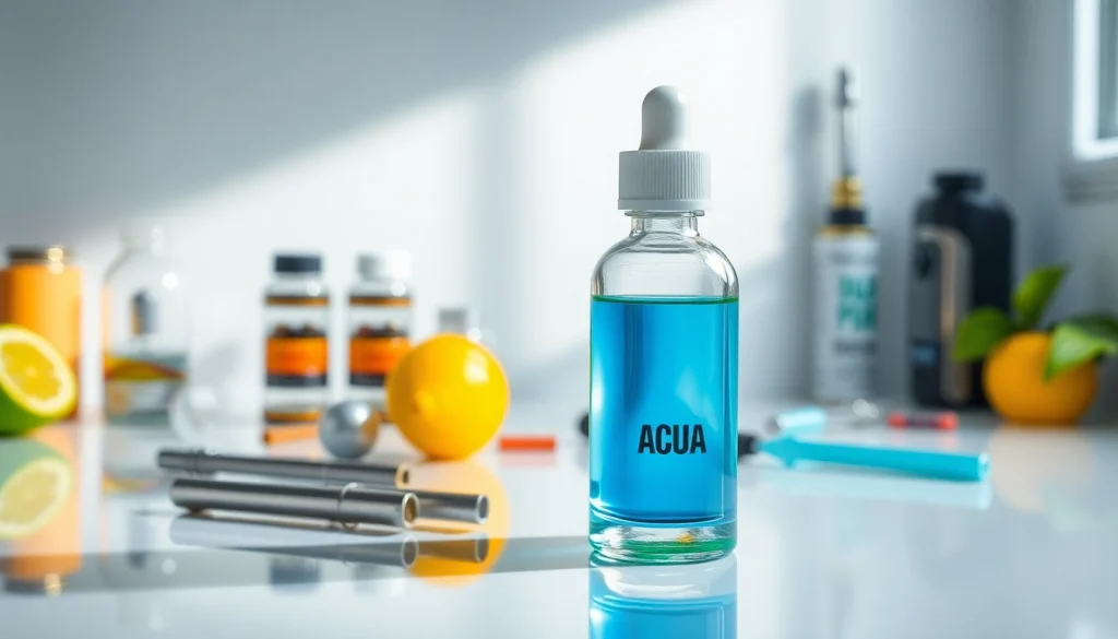 Genießen Sie frische liquid in einem eleganten Vape-Zubehör-Setting mit klaren Farben und einem modernen Design.