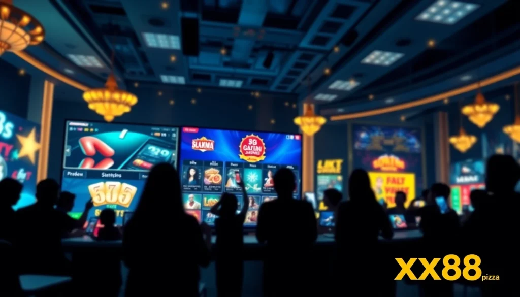 Experience the excitement of online gaming at https://xx88.pizza/ with a modern interface showcasing popular games like poker and blackjack.