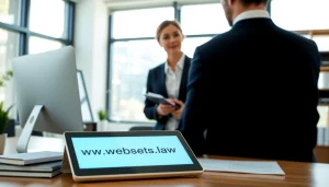 Engage with legal expertise at https://www.websites.law with a professional lawyer in a sleek office.
