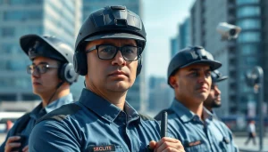 Security Company professionals monitoring urban safety with advanced technology.