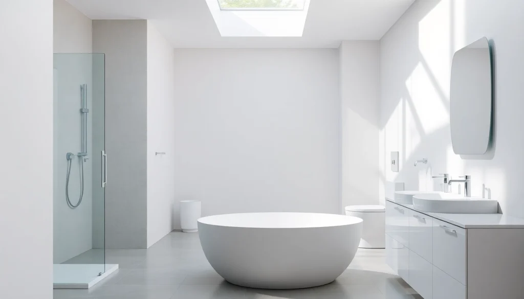 Stilvolles Badezimmer mit modernen sonni sanitär Produkten wie Duschwänden und Badarmaturen.