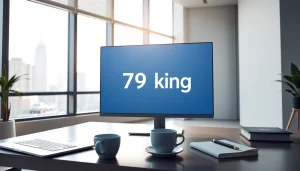 Showcasing the "79king" brand in a sleek modern workspace, emphasizing productivity.