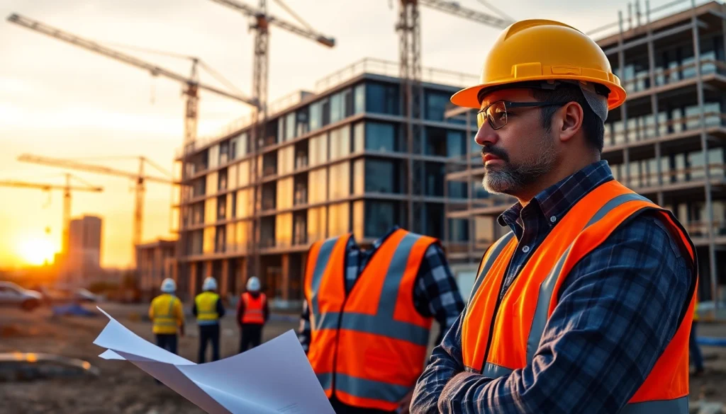 Watch skilled New Jersey Commercial General Contractor supervising a vibrant construction site.