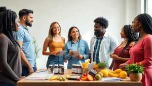 Highlight the best weight loss supplements 2024 with a diverse group discussing healthy options.