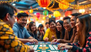 Menggambarkan kegembiraan bermain di diantogel dengan teman-teman dalam suasana penuh warna.