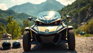 Verkauf von https://moto-ankauf.de/can-am-verkaufen Fahrzeug im Freien, umgeben von Natur und Abenteuerausrüstung.