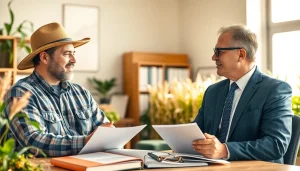 Discuss a key aspect of agriculture law with legal advice in a professional office setting.