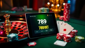 Nạp tiền 789BET through a sophisticated online interface showcasing casino elements and digital transactions.