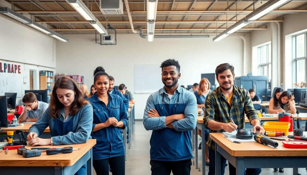 Students learning at a Trade School In Tennessee, showcasing modern tools in use.