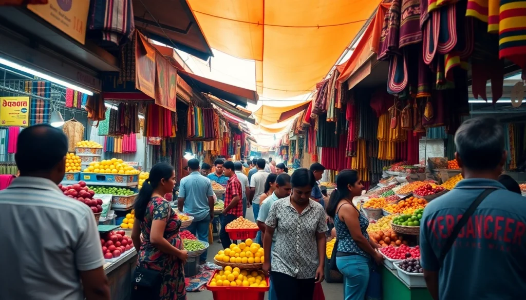 Lanka Add marketplace featuring vibrant stalls and friendly interactions.