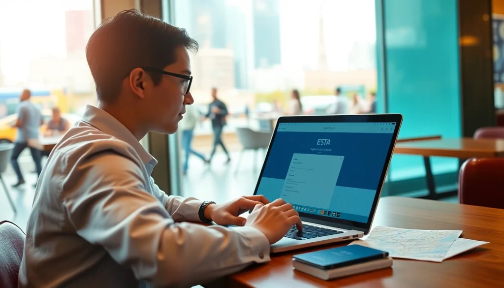 Complete your esta application while enjoying a bustling café scene.