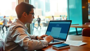 Complete your esta application while enjoying a bustling café scene.