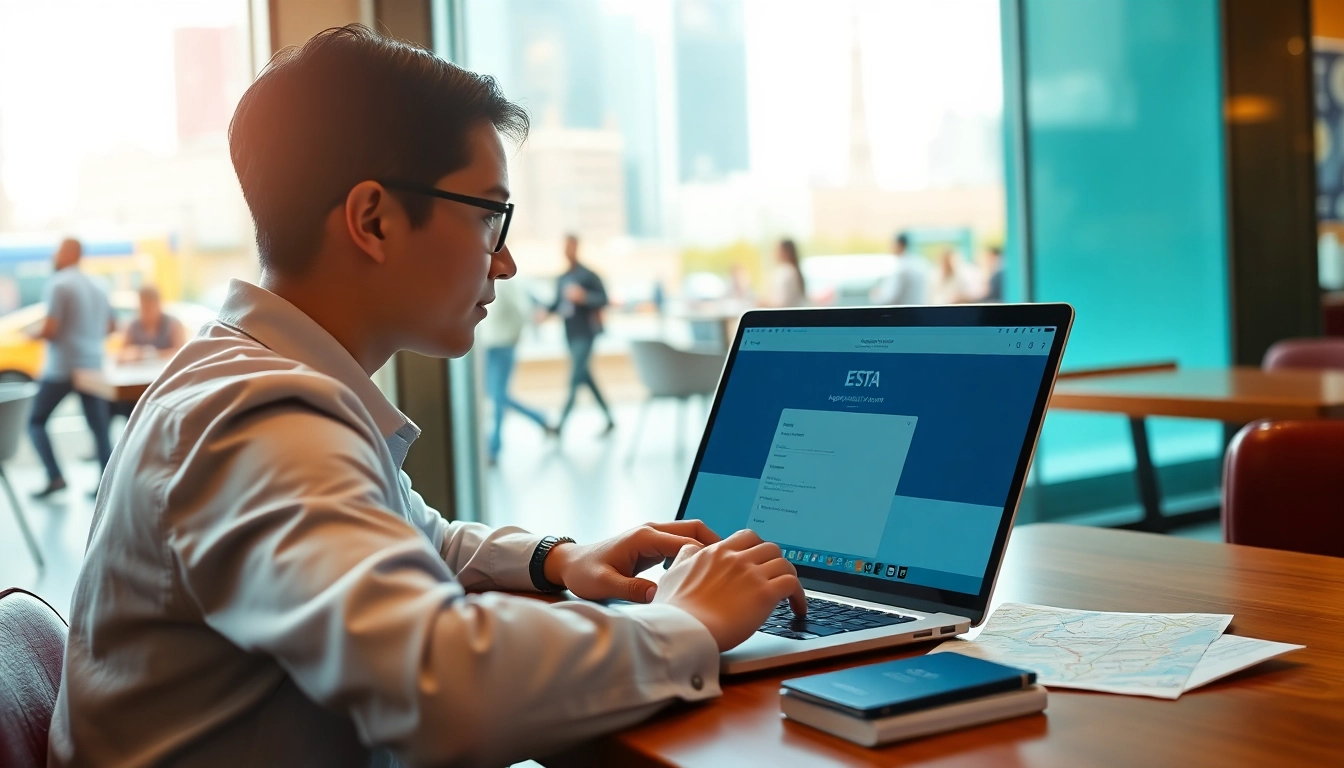 Complete your esta application while enjoying a bustling café scene.