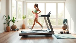 walking pad treadmill manufacturer showcasing a compact treadmill in a modern home gym