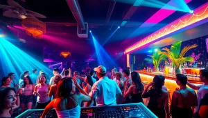 Experience the energetic nightlife at dance clubs in San Juan, Puerto Rico with vibrant crowds and a lively DJ.