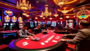 Experience the thrill of Tha bet at a luxurious casino with vibrant games and lively players.