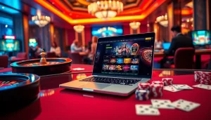 Exciting gambling experience at VN88 casino with poker chips and roulette wheel.