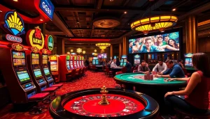 Exciting gaming experience at Trang chủ GG88 with vibrant tables and enthusiastic players.