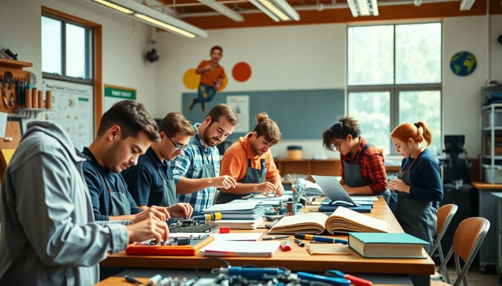 Students participating in hands-on training at trade schools oahu, showcasing diverse career skills.