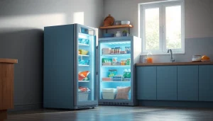 Organize your space efficiently with a mini freezer showcasing various frozen goods.