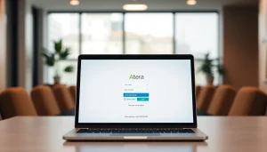 Access the Atera login securely on a modern laptop in a professional setting.