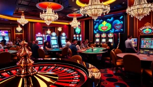 Betting excitement at https://bl555.direct/ with engaging poker tables and a lively roulette wheel.
