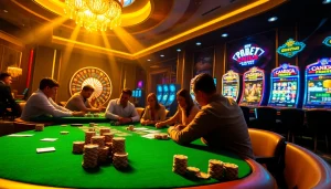 Exciting poker scene at https://rr88.gratis/ showcasing professional gambling atmosphere.