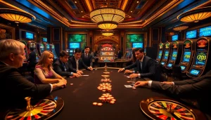 Gambling excitement at a luxurious poker table scene featuring 7m cn elements