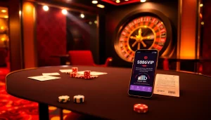 S88VIP gaming table showcasing vibrant poker chips and a thrilling roulette wheel, enticing gamblers.