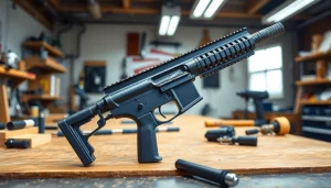 Showcase of a polymer 80 kit with tools, emphasizing assembly process.