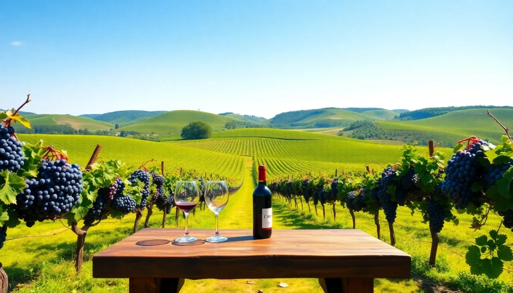 Visit clarksburg wineries featured in a serene vineyard landscape with grapevines and wine tasting