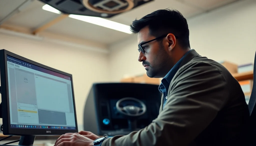Truck Dispatch Service in action with a professional analyzing freight loads on a computer.