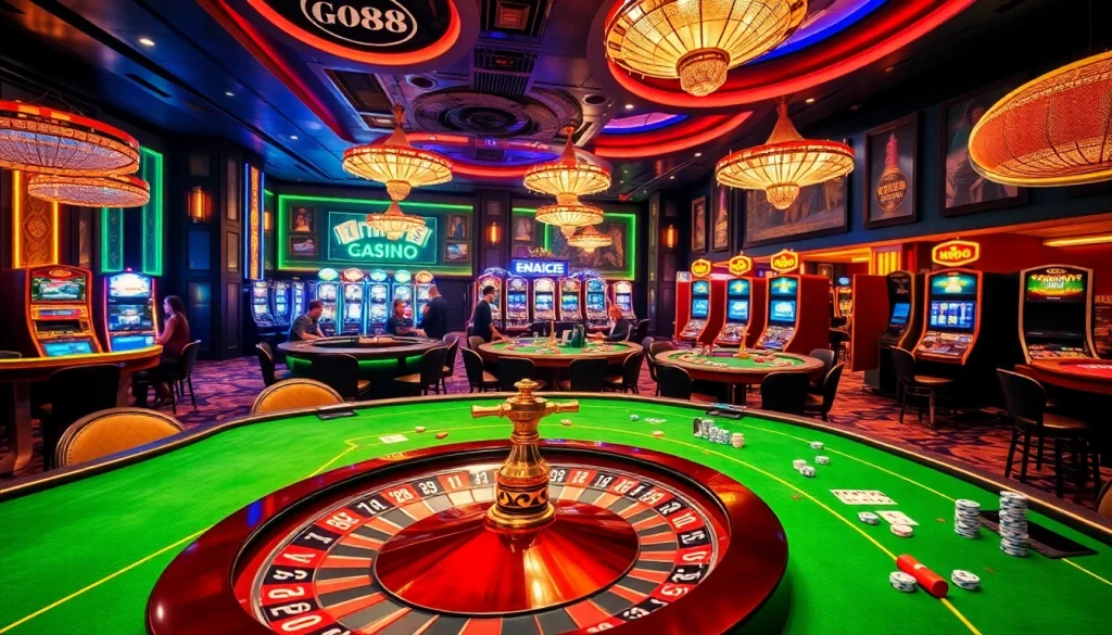 Experience the excitement of GO8 with captivating casino tables and vibrant slot machines.
