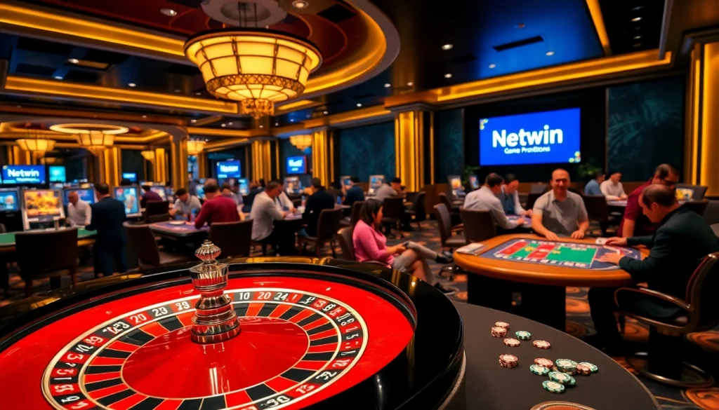 The electrifying energy of Netwin as players engage in thrilling table games and promotions.