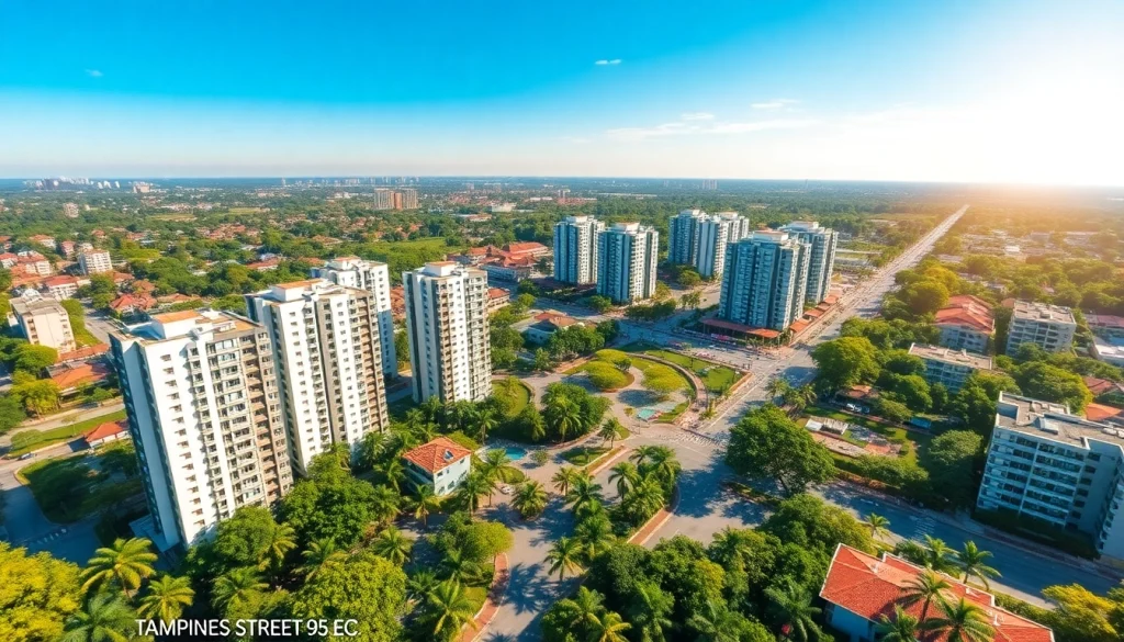 View of Tampines Street 95 EC showcasing modern condominiums in a lush, vibrant setting.
