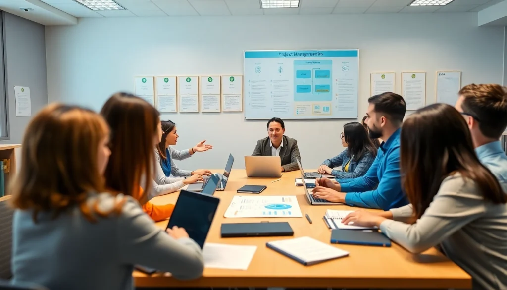 Engaged learners in a project management training session at CareerSprints.com.
