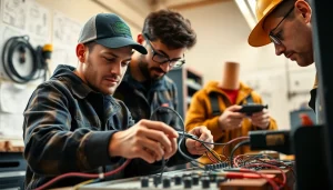 Showcase of Wyoming Electrical Apprenticeship training with apprentices collaborating on electrical projects.