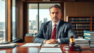 Engaged eminent domain lawyer consulting client in bright office.