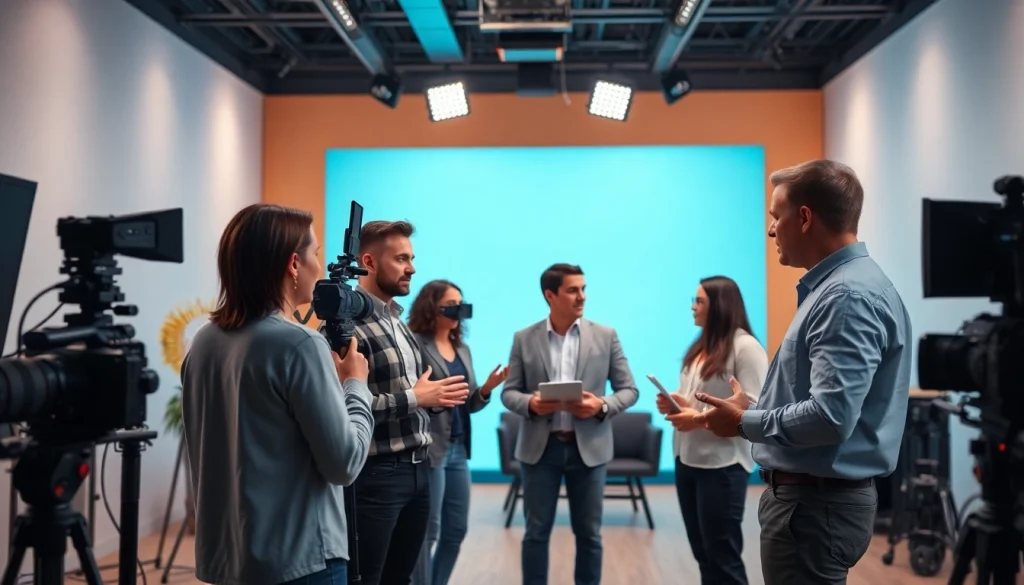 Showcasing Corporate Video Production with a professional team collaborating in a dynamic studio.