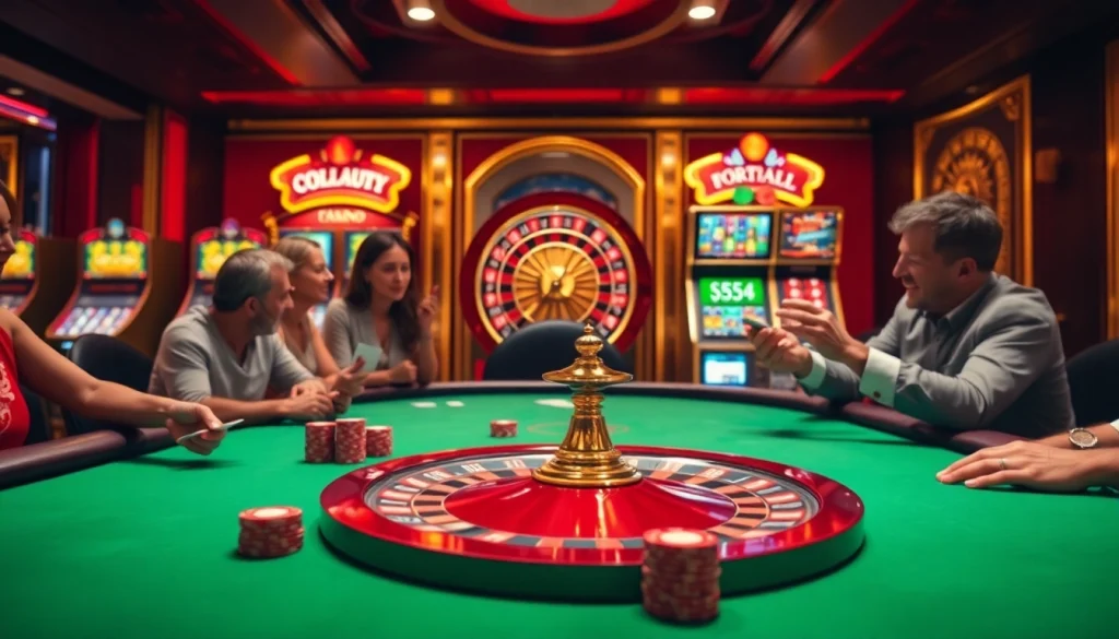 Experience the excitement of S8 casino with vibrant gambling tables and players in action.