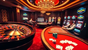 Players strategizing at a poker table in the luxurious 32WIN casino.