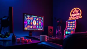 Kode4d online gaming environment with vibrant slot games, inviting atmosphere, and modern setup.