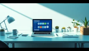 Experience efficient work with WPS下载 in a modern, well-lit office setting.