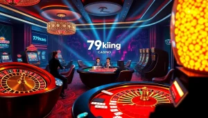 Experience thrilling gameplay with 79king at luxurious casino tables filled with cards and chips.