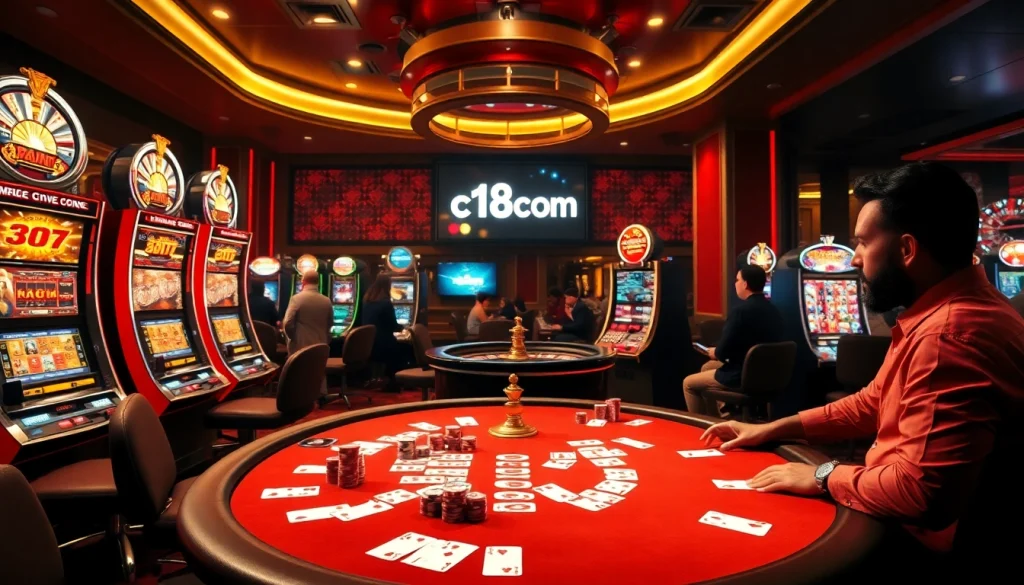 Exciting gaming atmosphere at c168.com with luxurious casino elements and high-stakes action.