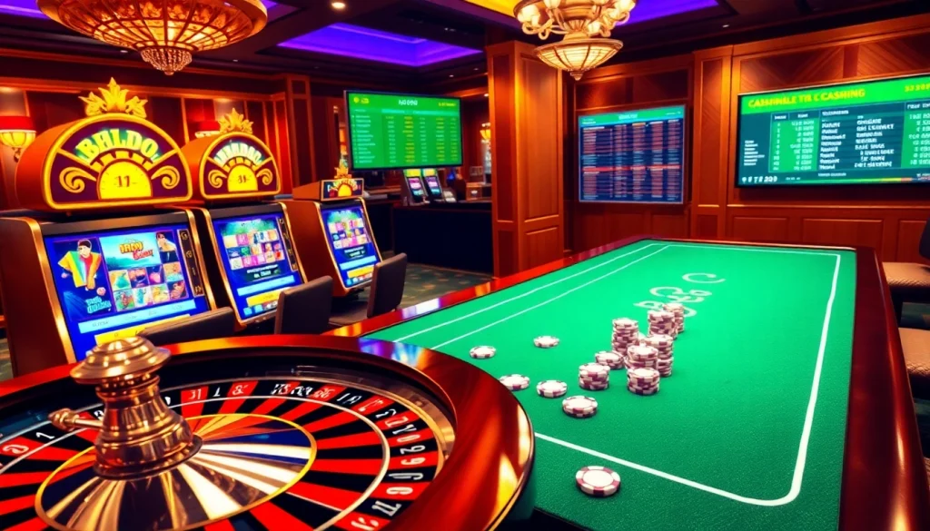 Experience thrilling online gambling with i9bet's vibrant casino interface featuring slot machines and roulette.